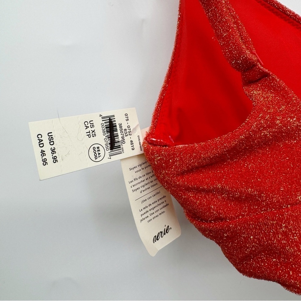 Aerie Orange Gold Sparkle Bikini Top Women’s Size XS Vacation Resort Festival - Picture 5 of 7
